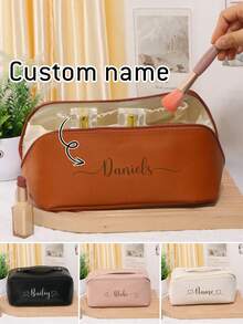 Custom Makeup Bag, Personalized Cosmetic Bags For Women, Customizable Make Up Bag, Customized Name Travel Cosmetic Bag, Toiletry Bag, Makeup Storage, Gifts For Her, Birthday Gifts, Storage, Lightweight, Valentine'S Day, Couples, Families