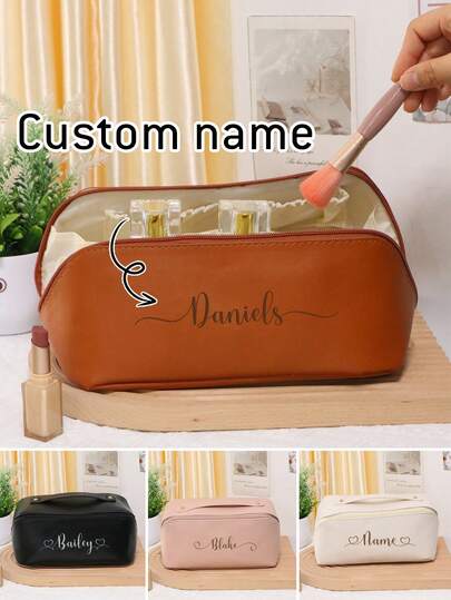 Custom Makeup Bag, Personalized Cosmetic Bags For Women, Customizable Make Up Bag, Customized Name Travel Cosmetic Bag, Toiletry Bag, Makeup Storage, Gifts For Her, Birthday Gifts, Storage, Lightweight, Valentine'S Day, Couples, Families