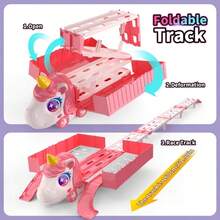 Unicorn Foldable Race Track Truck Toy Set - 2-Player Dual Launcher With Random ALLOY 2 Cars, 160cm Folding Track For Kids, Perfect New Year/Birthday Gift For Boys And Girls Ages 3+ - Multiple Styles - View 7
