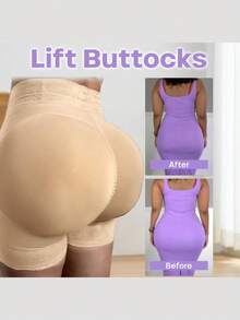 Tummy Control Shapewear High Shorts For Women High Waist Butt Lifting Panties Body Shaper Compression Faja Colombianas - 杏色 - 查看 1