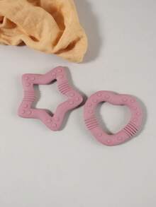 2 piezas Juguetes de dentición de silicona con forma de corazón y estrella para bebés, juguetes de masticación para infantes - Multicolor - Ver 6