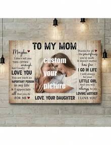 Personalized Poster With Mother And Daughter Photo With Vintage Lettering, Modern Minimalist Bathroom Decor, Poster And Picture With Thick Frame, Gift For Birthday And Graduation. - Green - View 1