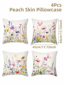 4 Stücke Frühlings Blumen Schmetterling Kissenbezüge, 45*45cm Zierkissenbezüge, Kissenbezüge, Hochzeitsdekoration, Brautparty Geschenke, Geburtstagsdekoration, Frühlings Heimdekoration, Babyparty Dekorationen, Schlafzimmerzubehör, Bürostuhlzubehör, Raumdekoration, Frühlings Party Geschenke, Frühlingsdekoration, Feiertagsparty Zubehör - Verschiedenfarbig - Übersicht 8