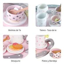 TendenciaCocina De Juguete Set Te Y Cafe De Madera 12 Piezas CalidadCalidad premium - Rosa Pálido - Ver 3