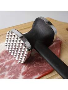 1pc Aluminum Alloy Meat Tenderizer, Chicken Meat Masher, Manual Meat Grinder, Multi-Function Steak Pounder Chicken Beef Tenderizer - Black - View 6
