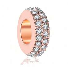 1pc Rose Gold Plated Beaded Pendant, Styles Include Heart, Ginkgo Leaf, Key, Travel, Snowflake, Etc. Suitable For Customizing Existing Bracelets And Necklaces With DIY Decoration. - Rose Gold - View 11
