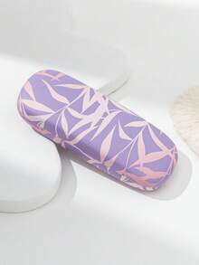 1pc Women's Fashion Purple Leaf Print Portable Eyeglasses Case - Purple-144 - View 2