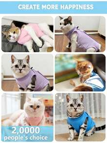 Cat Supplies, Cat Clothes, Post-Spay Recovery Wear, Weaning Clothes, Post-Surgery Anti-Licking Wear, Lightweight Breathable Spring/Summer Styles, Four-Legged Pet Apparel - Blue - View 5