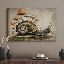 1 Canvas Wrapped Framed Painting Wall Decor, Boho Vintage Snail Mushrooms Print, Moody Printable, Floral Woodland Cottagecore Art Perfect For Your Room Decoration, A Thoughtful Gift, Ready To Hang Immediately, 2D - nhiều màu - Xem 9