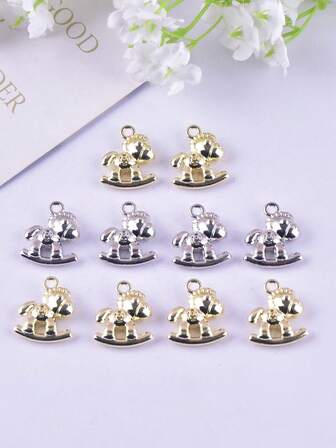 10pcs/Pack Chinese New Year Horse Shaped 3D Alloy Jewelry DIY Pendant, Earrings, Necklace Accessories