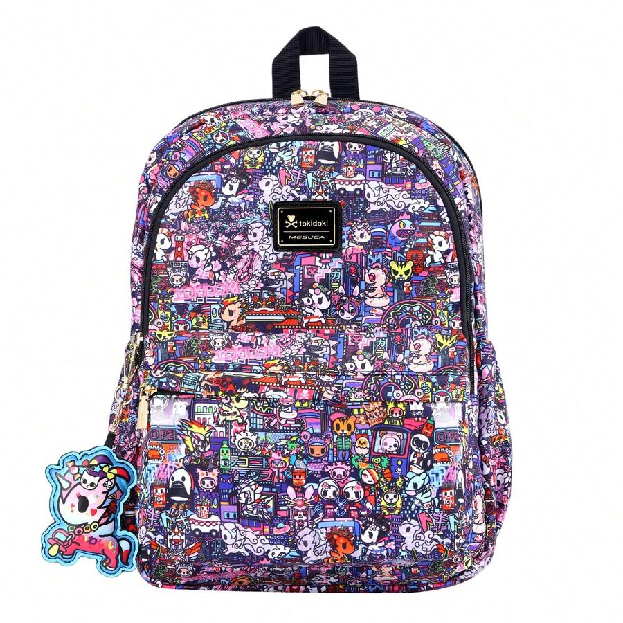Official Tokidoki Unicorno Backpack With Keychain For Women Men, Cartoon Large Capacity Travel Laptop Book Bag Casual Daypack Shoulder Bag - 薰衣草色 - 查看 1