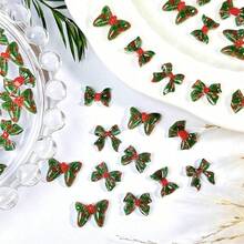 150Pcs Green Bow Nail Charms Muti Shape Lattice Bow-Knot Nail Art Charms Christmas 3D Resin Red Green Nail Rhinestones Nail Gem Winter Nail Charms For Acrylic Ribbon Bow Nails Supplies For Women,Green - 綠色 - 查看 7