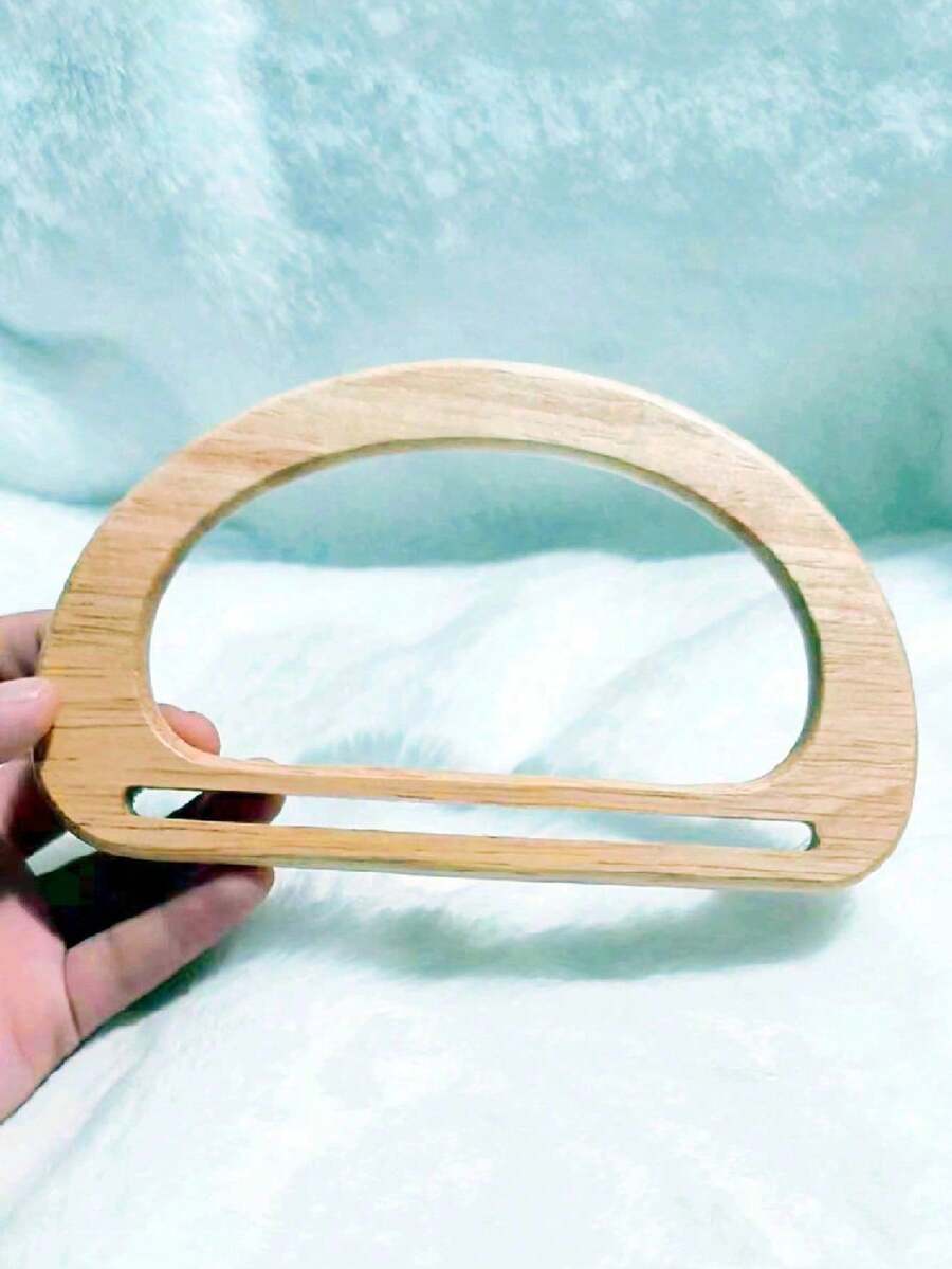 1pc Handmade Wooden Handle Accessory For Bags And Luggage - Beige - View 1