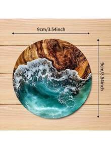 2D平面海洋热带木纹图案杯垫套装，隔热垫，适用于咖啡馆、办公室、厨房、餐厅，生日、圣诞派对礼物，完美的乔迁礼物 - 32件