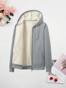 1 Áo nỉ nữ - Áo chui đầu ấm áp cho mùa đông, có túi, thoải mái, phong cách đường phố thường ngày, phù hợp cho thể thao, chạy bộ, du lịch, công sở và các hoạt động ngoài trời. - Xám - Xem 1
