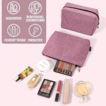 Bolsa de Maquillaje 2 Pcs Cosmetiquera Pequeña de Pana Cosmetiquera para Viajar Bolsa para Maquillaje Versátil Portátil Neceser(ROSA),37409715 - Rosa Oxidada - Ver 6
