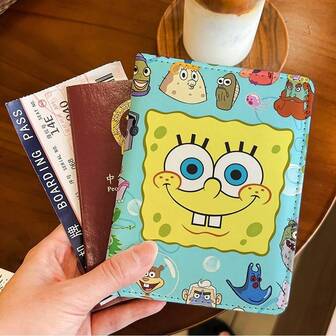 Spongebob Passport Holder, Cartoon Character ID Card Case, Multi-Slot Passport, Cash And Bank Card Organizer, Multifunctional Travel Portable Card Holder, Christmas Gift Travel Document Organizer, Unisex, Holiday Travel Passport Cover