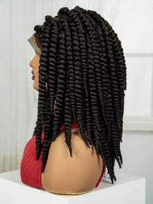 A ANYTIME Peluca trenzada sintética de alta temperatura con fibra, elegantes trenzas, peluca trenzada de moda para Halloween, unisex para adultos - Negro - Ver 3