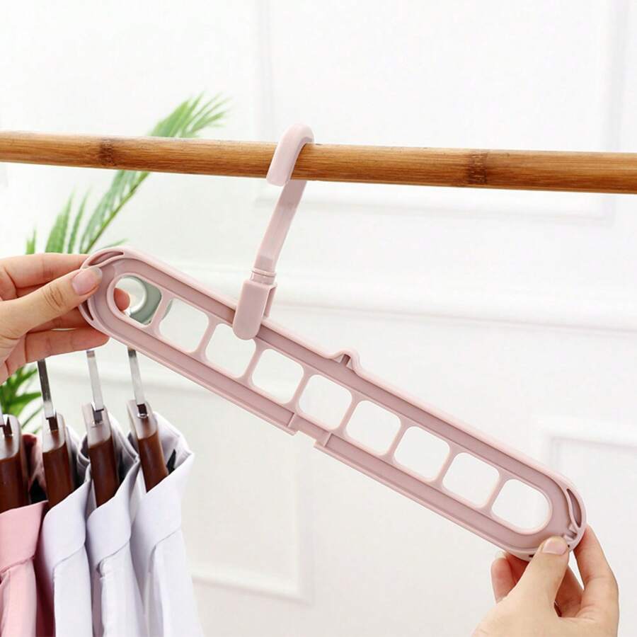9-Hole Folding Plastic Clothes Hanger, Drying Rack, Portable Storage Rack, Multifunctional Wardrobe Storage Rack, Clothes Rack, Wardrobe Hanger, Clothes Organizer, Used For Wardrobe Organization, Suitable For Home, Dormitory, Travel, Etc. - Multicolor - View 1