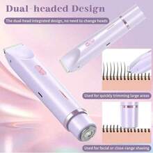 2025 Womens Shaver Dual-Head Bikini Trimmer For Women 2-In-1 Women's Body Shaver USB Charge Waterproof Painless Electric Razors For Silk Skin (Pink/Purple/Black/Blue) - màu đen - Xem 5