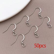 1pack Stainless Steel Earring Hooks Ear Wires French Wire Hooks With Loops Hypoallergenic Fish Hook Ear Wires For DIY Jewelry Making Finding - Silver - View 25