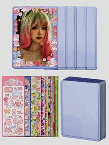 5pcs Transparent Card Sleeve With 1 Random Sticker, Suitable For Various Trading Card Games, Such As Photo Cards, Etc. Back To School - Clear - View 1