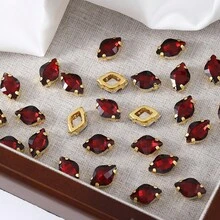 20-25pcs/Pack Gold Rhombus Flat Bottom High Quality Handmade Non-Hotmelt Crystal Nail Art Rhinestones Glitter 3D Decorations For DIY Enthusiasts - Glass Material - Suitable For Decoration - Multicolor - View 30