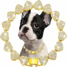 1pc Bling Rhinestone Heart Shaped Hiphop Dog Necklace, Pet Collar, Suitable For Small/Medium/Large Cats & Dogs, Daily Or Holiday Gift - Multicolor - View 12