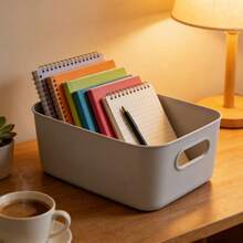 Caja de Almacenamiento Multifuncional, Caja de Almacenamiento de Cosméticos, Caja de Almacenamiento de Escritorio de Plástico Duradero, Adecuada para Cosméticos, Tiendas Grandes, Ropa, Snacks, Cocina, Baño y Dormitorio, Suministros de Oficina. - Gris - Ver 4