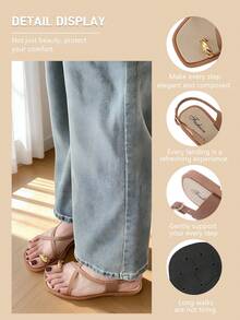 （请根据尺码表下单）新款沙滩凉鞋，优雅休闲百搭女士平底凉鞋，女士纯色露趾平底凉鞋，女士夏季凉鞋，女士平底凉鞋，露趾凉鞋，露趾拖鞋，棕色拖鞋，棕色凉鞋，人字拖凉鞋，人字拖凉鞋，人字拖凉鞋 - 棕色 - 查看 7