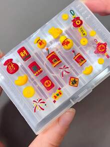 1件新年招财猫、舞狮、烟花、福袋、元宝、蝴蝶结3D美甲模具，透明硅胶模具 - 無色 - 查看 8