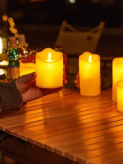 1pc LED Electronic Flameless Candle (Batteries Not Included), Swinging Wick Artificial Candle Decor, Suitable For Valentine's Day, Wedding, Birthday, Bedroom Decoration