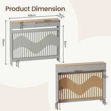 Jooli H Radiator Cover With Drawers, Grey Wooden Radiator Shelf Pipe Covers Cabinet With Wavy Grill For Living Room Bedroom Hallway - 灰色+木紋 - 查看 3