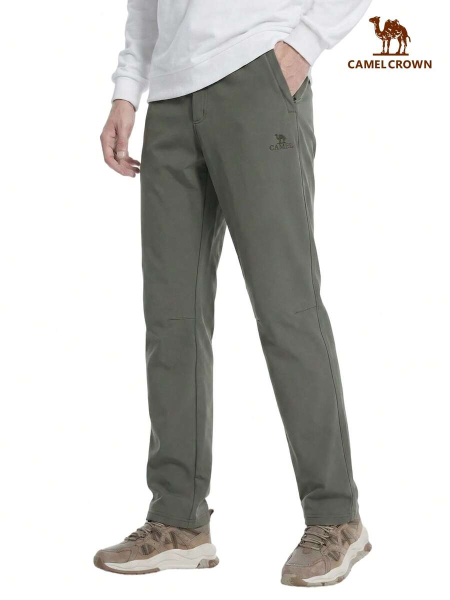 CAMEL CROWN Men's Soft Shell Fleece Lined Casual Sweatpants, Warm, Windproof, Waterproof, Anti-Static, Suitable For Autumn/Winter - Gray Card Green - View 1