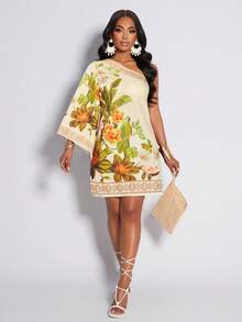 Apricot Base With Green Flowers