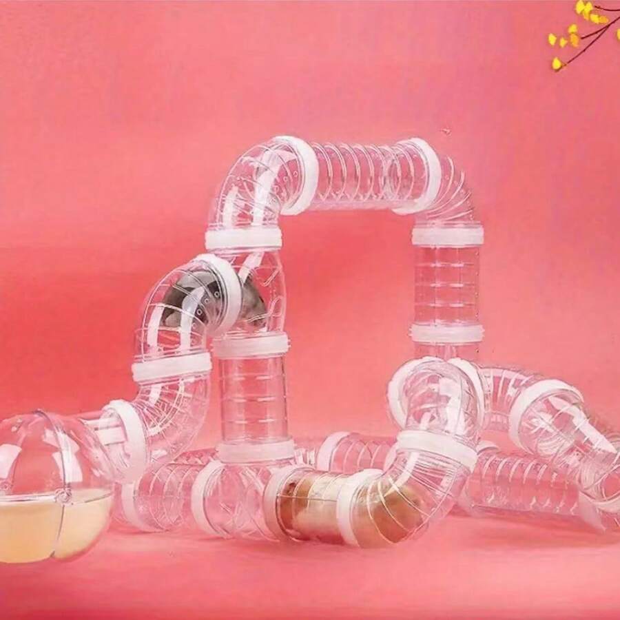 18 Stück Hamster Tunnelsystem - verbindbare Rohre mit Sicherheitsverriegelungsringen, transparente PVC-Röhren für Hamsterkäfige, Kleintiergehege, Aquarien - einfache Montage, platzsparend, Hamster-Training & Spielen (für Hamster, Mäuse und Gerbils), Hamster-Rohre und -Tunnel, Käfigbereicherung, modulares Setup, robuste Konstruktion, Gerbil-Zubehör, Nagetier-Bedarf - Verschiedenfarbig - Übersicht 1