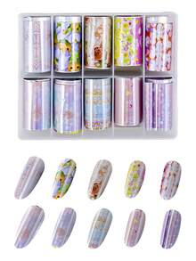 TendenciaKit 10 Pegatinas Foil Transfer Para Uñas Stickers 4x48 Cm RosasCalidad premium - 1 - Ver 2