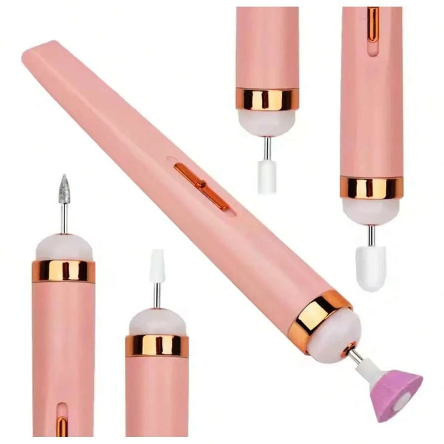 TendenciaPulidor Esmeril Uñas Recargable 5 Puntas Led Kit Manicure RosaCalidad premium - Rosa - Ver 1