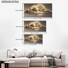 1 Piece Large Frame Canvas Painting Art Print,2D Canvas Painting,Golden Moonlight Mountain Landscape, High Quality Wall Art Printed Poster Can Be Hung Directly,Pine Frame, Autumn Decor- Perfect Gift For Art Lovers & Home Decor Enthusiasts - 彩色 - 查看 4