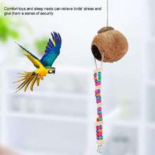 Huhushop Jaula de Pájaros de Cama Columpio Cueva Juguetes con Escalera Linterna de Cáscara de Nido Contento Casa Artículos para Mascotas,37442123 - Multicolor - Ver 6
