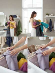 Elite 3-Piece Bath Towel Set | Hand (50x100cm), Face(40x60cm) & Body(80x150cm) Towel 78% Cotton - 22% PES - Made In Turkey - Champagne - View 3