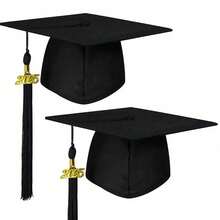1pc 2025 Tassel Graduation Cap, Black Graduation Cap, 2025 Graduation Cap With Tassel, Bachelor/Master Graduation Cap Decor, Matte Unisex Adult Graduation Cap, Graduation Cap Accessory - Black - View 7