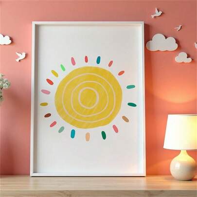 1 Pc Sun Print, Girls & Boys' Room Decor, Printable Wall Art, Baby Shower Gift, Art Decoration, Wall Art, Oil Painting Art, Furniture Decoration, Fashion Style Art, Frameless