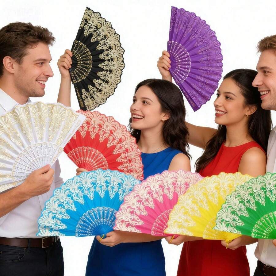 1pc Folding Hand Fans, Women's Handheld Fans, Foldable Cloth Fans With European-Style Design, Made Of Plastic, Suitable For Dance And Wing Chun, Featuring Festive Chinese Elements / Suitable For Dance, Festivals, And Daily Use, Cost-Effective, Richly Detailed, And High-Quality,Spring Summer Picks,Brides Maid Gifts,Room,Bedroom Deccor,Bedroom Deccor,Beach,Travel,For Men,For Women,Vacation - Multicolor - View 1