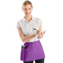 BOHARERS Waist Apron With 3 Pockets - Black Waitress Waiter Server Short Aprons - I-1包紫色 - 查看 3
