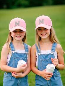 Mũ lưỡi trai trẻ em 26 chữ cái, mũ che nắng thời trang cho bé gái, mũ chống tia UV, mũ điều chỉnh được, mũ thường ngày cho bé gái đi học. - Hồng - Xem 6