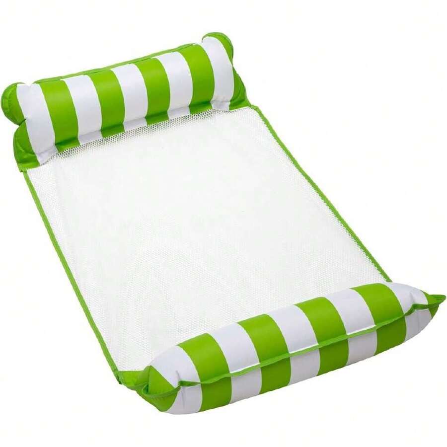 Aqua Monterey Hamaca Inflable 4 en 1, Hamaca Multiusos para Piscina, Silla de salón, Hamaca, Drifter, Hamaca de Agua portátil, Rayas Verde Lima/Blanco,37425867 - Verde - Ver 1