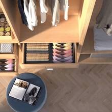 1件/4件套可折叠衣柜收纳盒，包含可折叠布艺收纳篮和收纳盒，便携式抽屉分隔器，适用于收纳衣物、内衣、胸罩、领带、配饰、袜子、围巾、打底裤、T恤、牛仔裤和冬季服装 | 卧室和家居收纳的理想之选（可收纳女士连衣裙、白色T恤、黑色裤子） - 灰色 - 查看 6