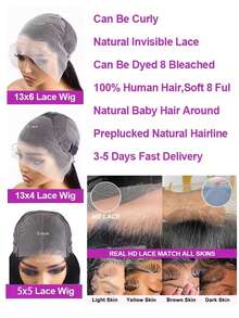 Wear And Go Glueless 5x5 HD Lace Closure Wig 250% Density Bone Straight Lace Front Wig No Glue Required Easy To Wear Human Hair Wigs 15A 100% Brazilian Virgin Straight Style Pre-Plucked Baby Hairs Put On And Go Straight Human Hair Wig Pre-Bleached Knots Elegant And Natural Appearance Snug Fit Human Hair Wig - Natural Black - 查看 11