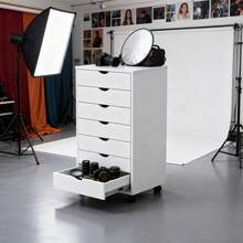 7-Drawer Portable Storage Cabinet On Wheels For Office, Bedroom & Home Organization, White - 7 ngăn kéo-trọng lượng - Xem 2